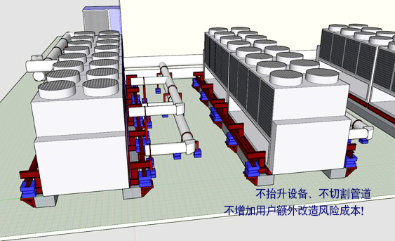 屋頂空調(diào)機組震動噪聲大，不切管道不抬設(shè)備方案這樣做！